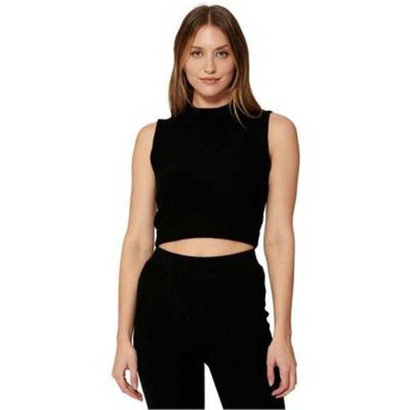 Bar III Sweaters - NWT BAR III Sofia Richie Ribbed-Trim Cropped Sweater Mock Neck Size M Black